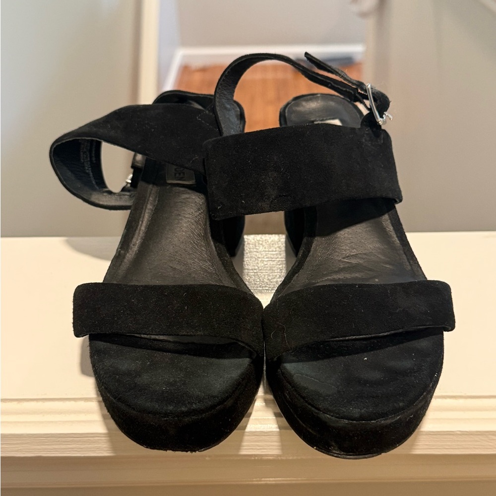 Steve Madden Black Suede Platform Sandals - Women